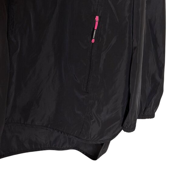 New Balance Womens Windbreaker Hooded Zip Front Black Pink 3X bv - Picture 3 of 8